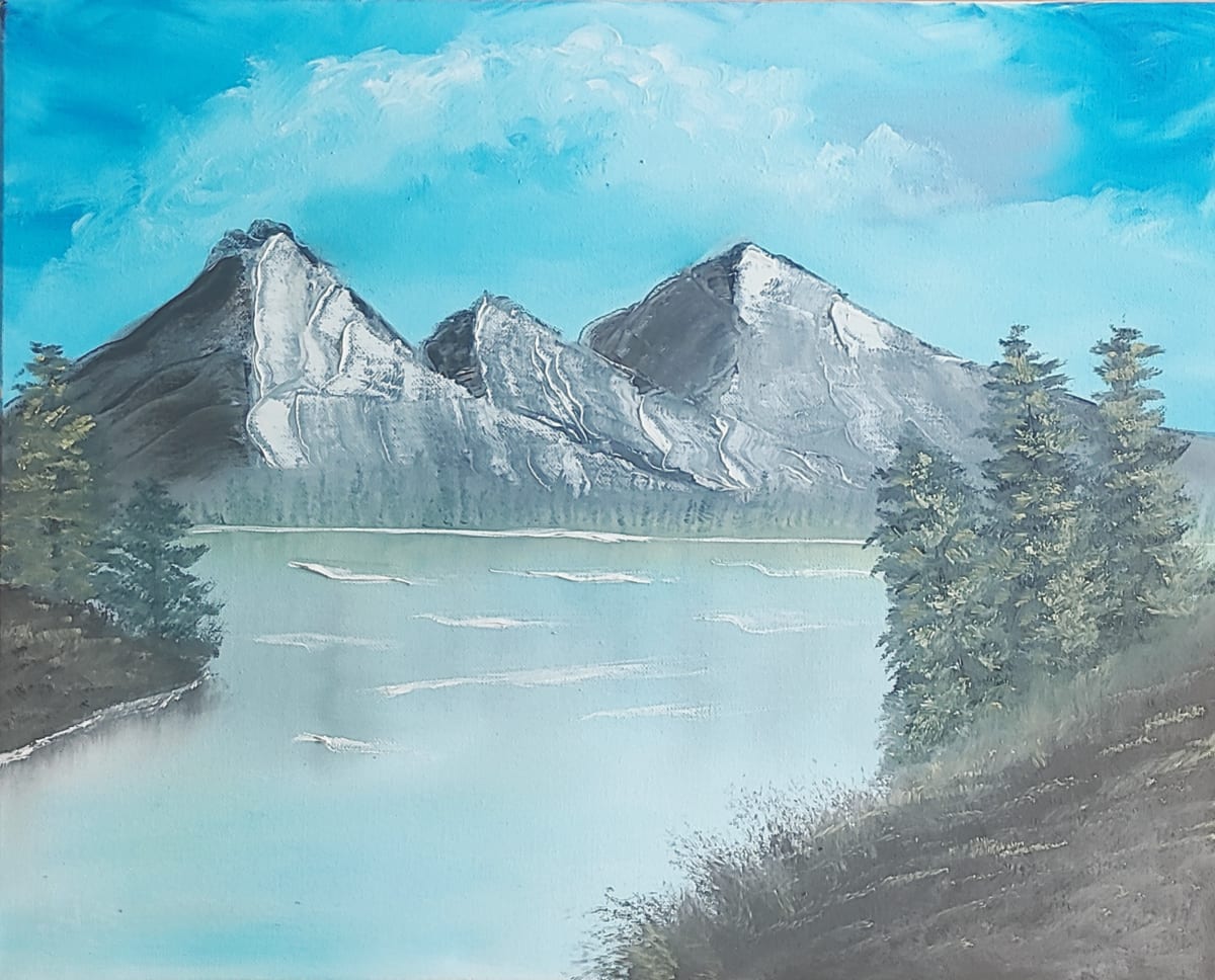 Bob Ross style mountain scene (NOT my design)