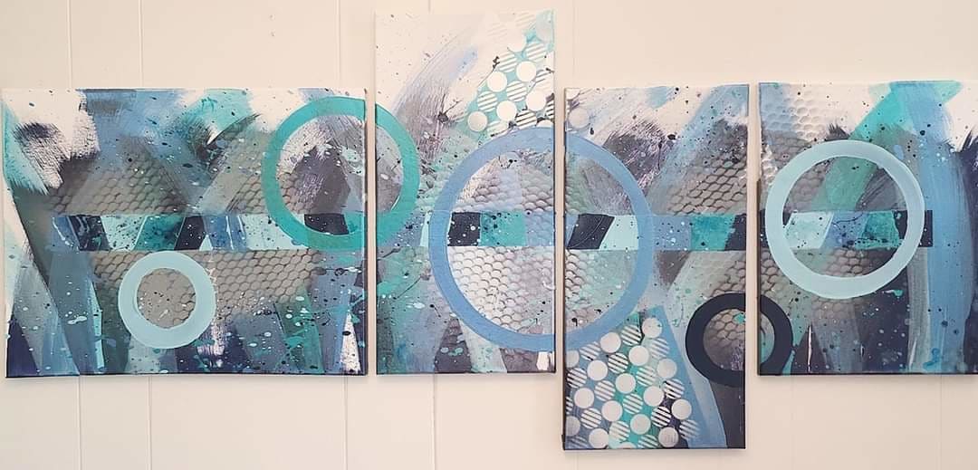 'Roundabout' - Original Quadriptych Acrylic Painting