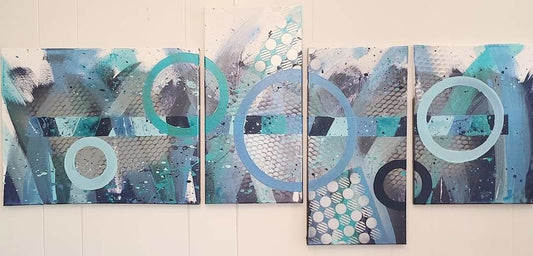 'Roundabout' - Original Quadriptych Acrylic Painting